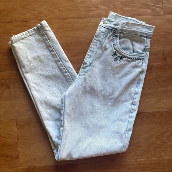Vintage Western Rope Stitched Straight Jeans Sz 5 Cowgirl Rodeo Embroidered 90s - Picture 2 of 15